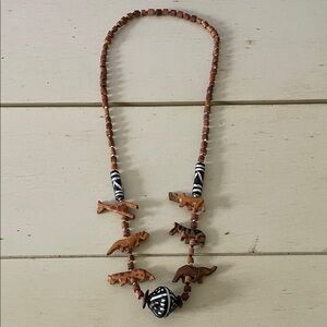 Handcrafted Wooden Safari Animal Bead Necklace
